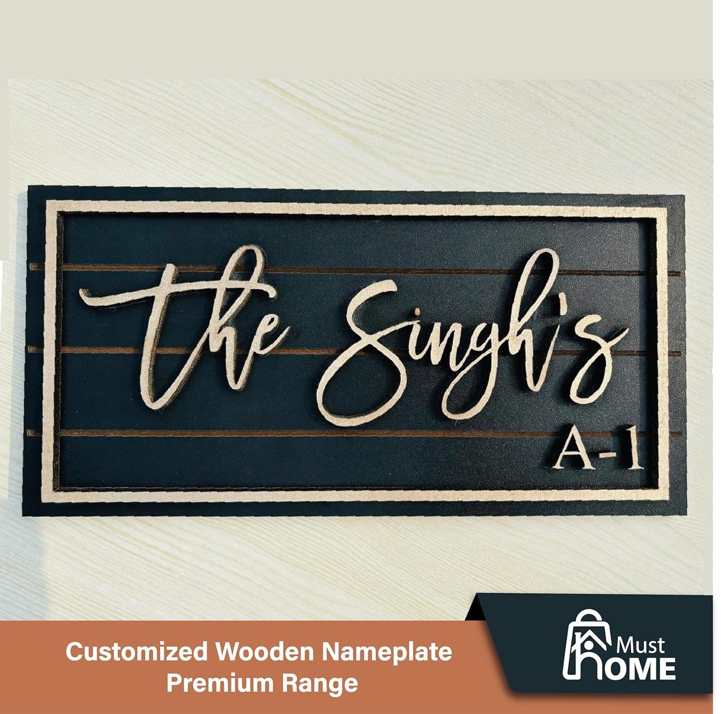 MustHome | Name plate for home entrance | 15X30 cm