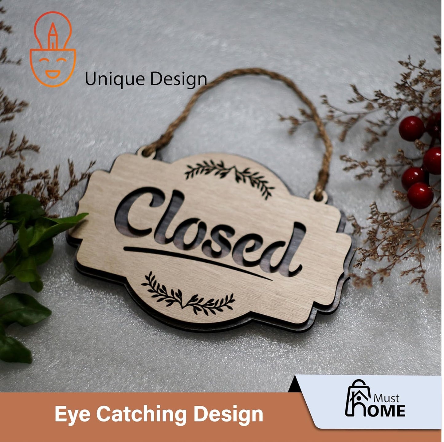 MustHome| Open Close sign board for Shop |15 x 30cm
