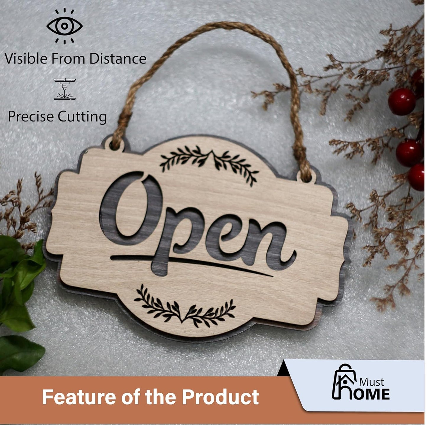 MustHome| Open Close sign board for Shop |15 x 30cm