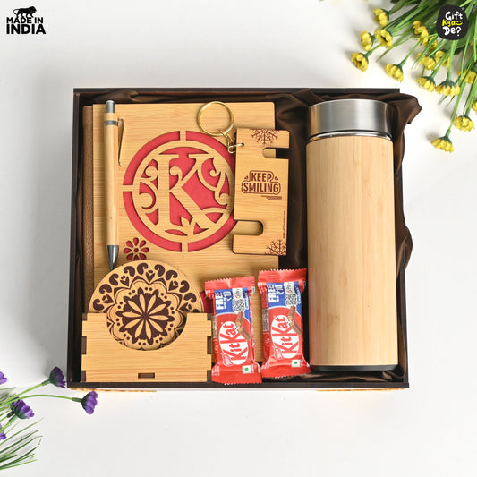 Premium New Year Gift Hamper – Personalized Diary, Bottle, Coasters, Pen & Chocolates and Key Chain | Perfect For Corporate Gift