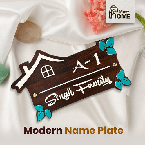 MustHome Name plate for home entrance | 11x6 cm