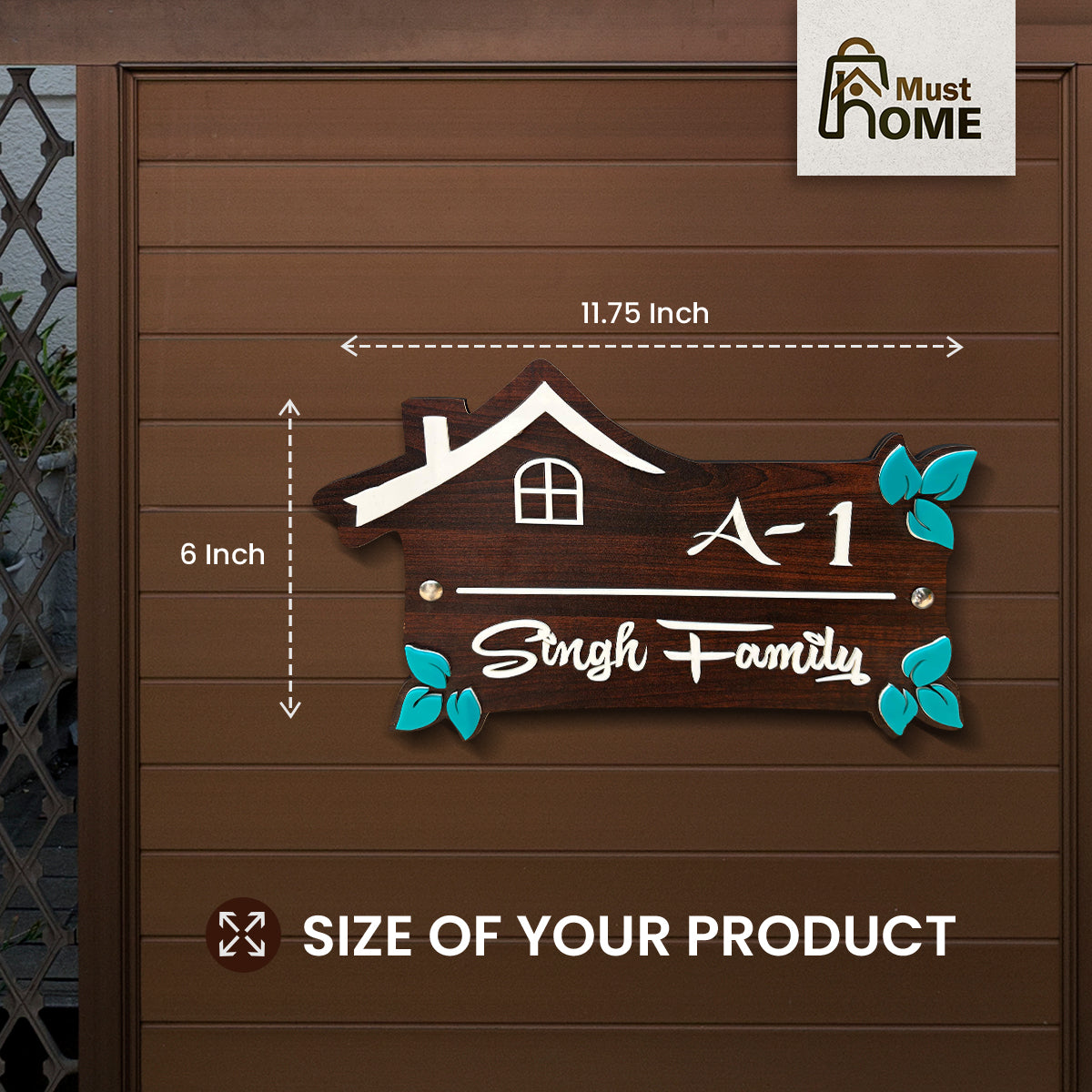 MustHome Name plate for home entrance | 11x6 cm