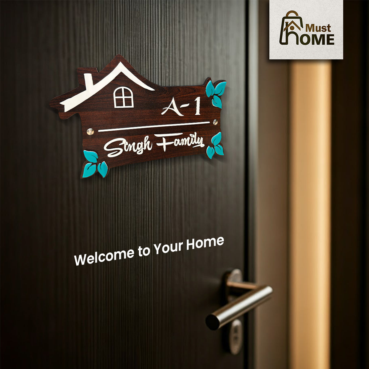 MustHome Name plate for home entrance | 11x6 cm