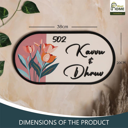FusionEdge Home Name plate for home entrance outdoor | Name plate for house |38x20 cm