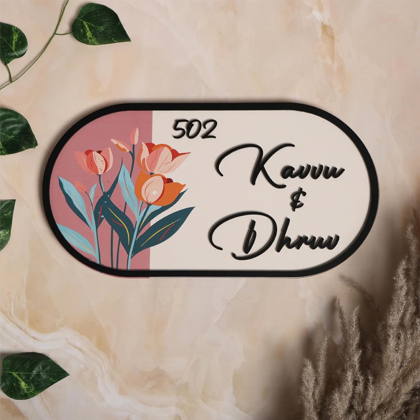 FusionEdge Home Name plate for home entrance outdoor | Name plate for house |38x20 cm