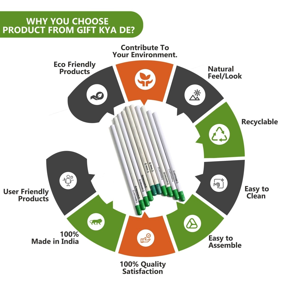 Buy Eco-Friendly Paper Seed Pencil (Pack Of 10) Online - Giff Kya De