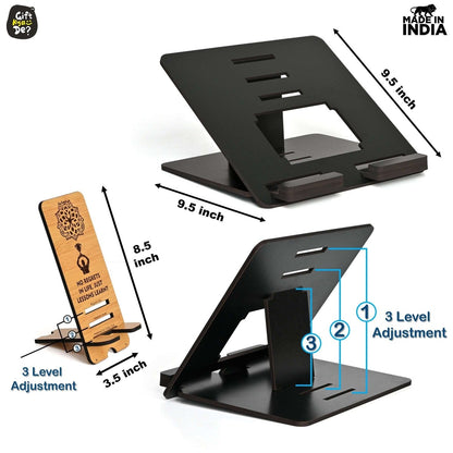 3 Level Portable Laptop Stand with Portable Mobile Holder Combo | Work From Home | Corporate Gifts