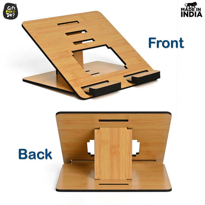 Wooden Foldable Portable Laptop Stand With 3 Level Adjustable Stand | Laptop Accessories | Gadget 2024