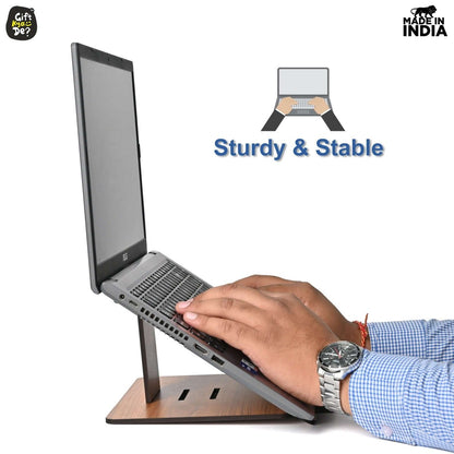 Wooden Foldable Portable Laptop Stand With 3 Level Adjustable Stand | Laptop Accessories | Gadget 2024