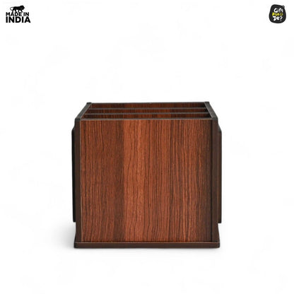 Remote Stand with 3 Sections | Wooden Remote Holder for TV and AC | Stationary Organizer