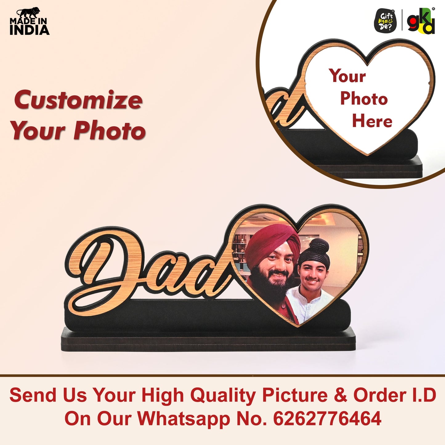 Personalized Gift for Dad – Wooden Photo Frame with Custom Image - Father’s Day Gift - Gift For Dad