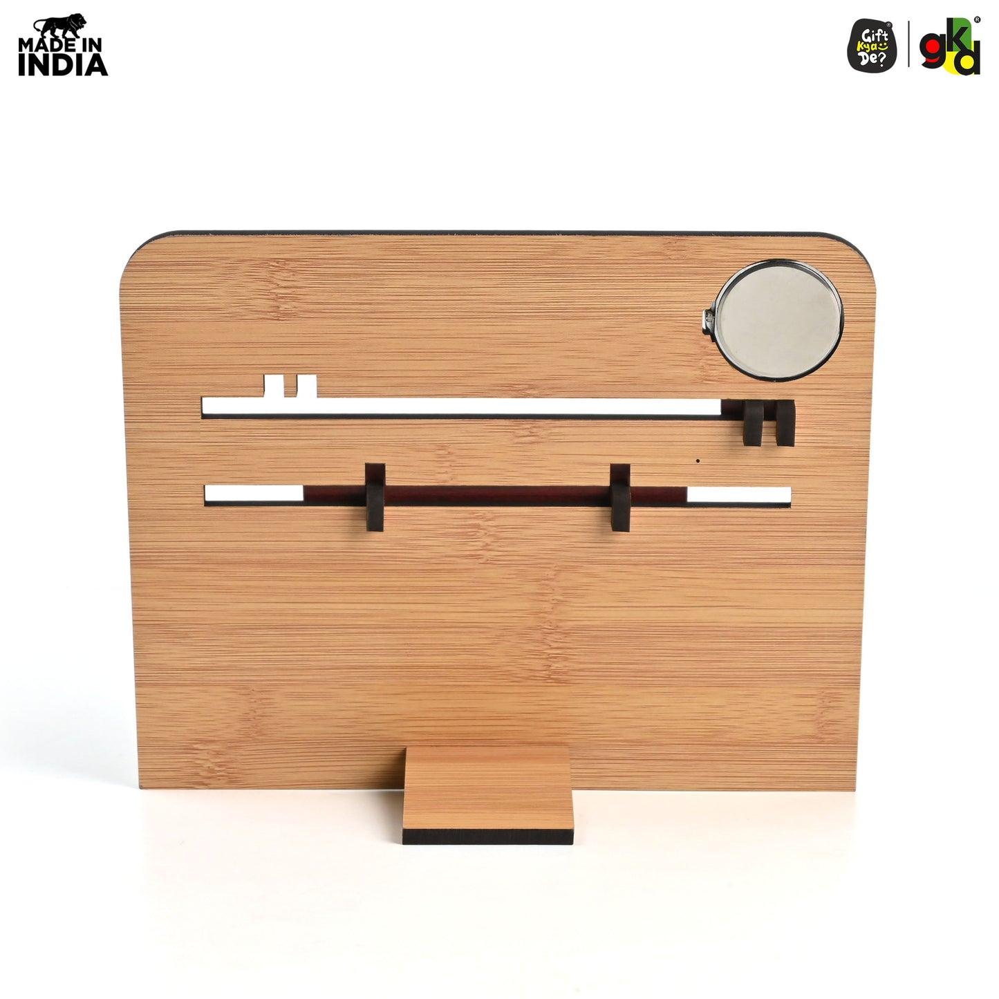 Wooden Lifetime Desk Calendar With Clock | Table Calendar For Office & Home | Eco Friendly