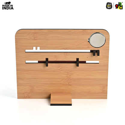 Wooden Lifetime Desk Calendar With Clock | Table Calendar For Office & Home | Eco Friendly