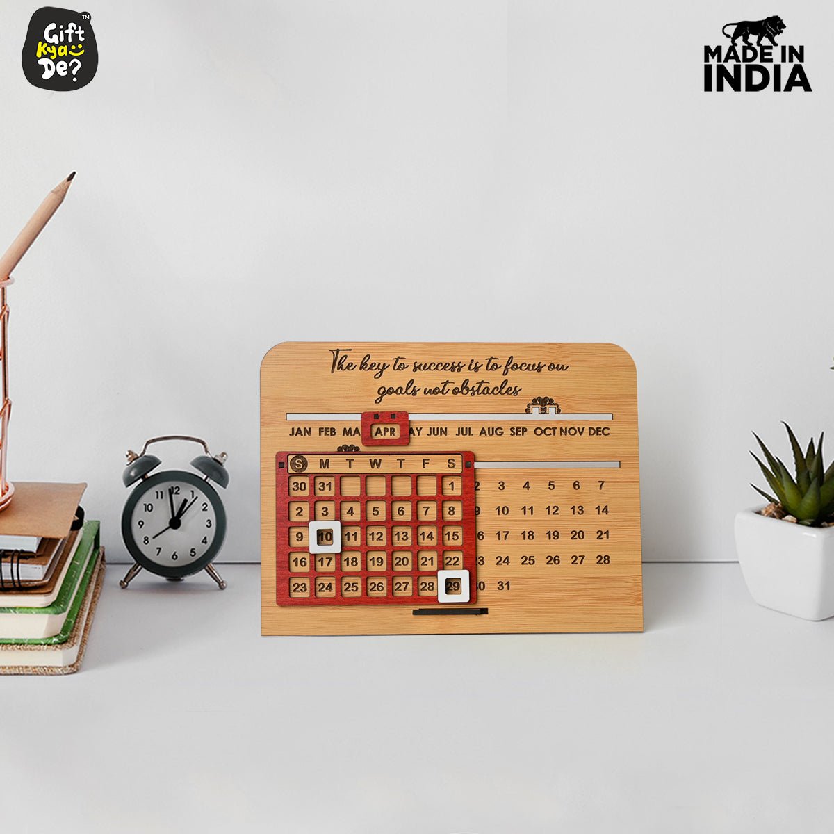 Wooden Lifetime Motivational Quote Desk Calendar | Table Calendar For Office & Home | Eco Friendly