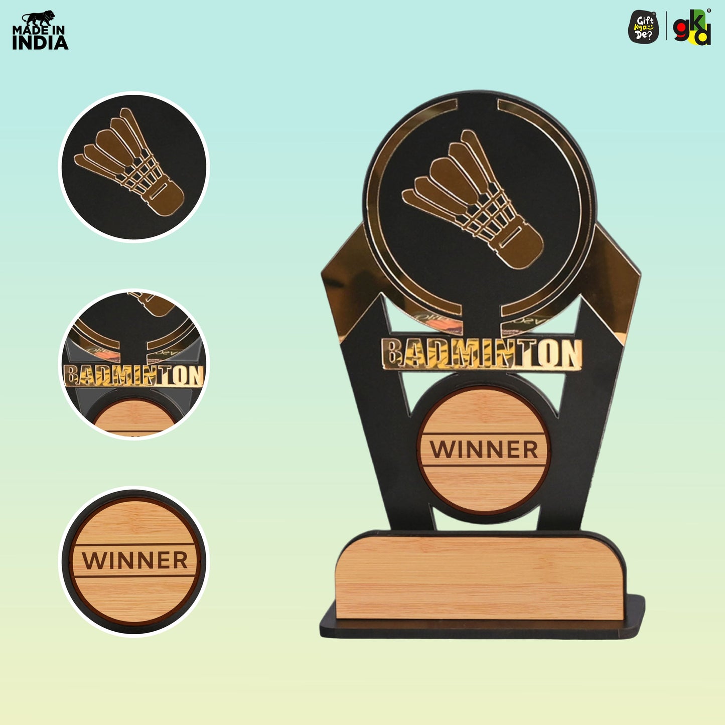 Sports Winner Trophy |  Wooden Victory Award | Perfect for Sports Mementos 8 x 4 Inches