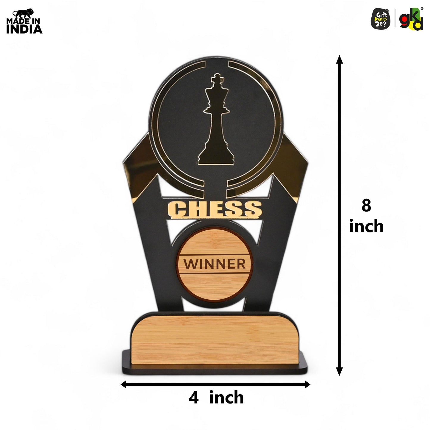 Sports Winner Trophy |  Wooden Victory Award | Perfect for Sports Mementos 8 x 4 Inches