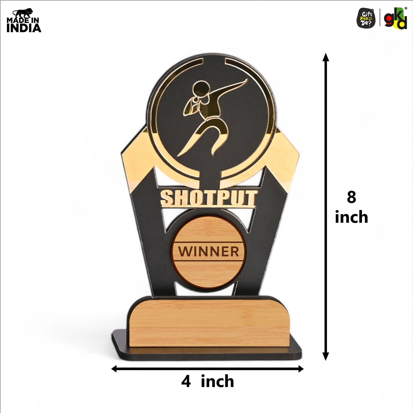 Sports Winner Trophy |  Wooden Victory Award | Perfect for Sports Mementos 8 x 4 Inches