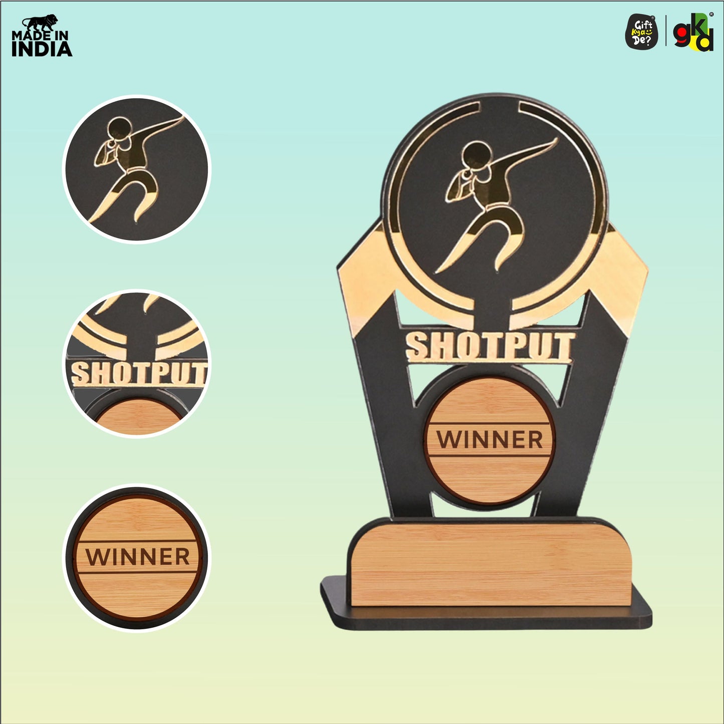 Sports Winner Trophy |  Wooden Victory Award | Perfect for Sports Mementos 8 x 4 Inches