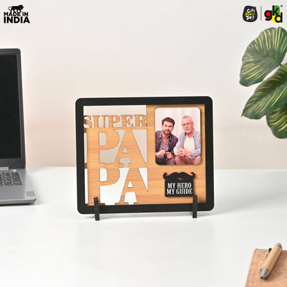 Super Papa Personalized Photo Frame for Father – Wooden Photo Frame Table Top | Father’s Day Gift, Dad Birthday Gift, Gifts for Papa