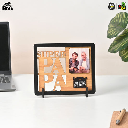 Super Papa Personalized Photo Frame for Father – Wooden Photo Frame Table Top | Father’s Day Gift, Dad Birthday Gift, Gifts for Papa