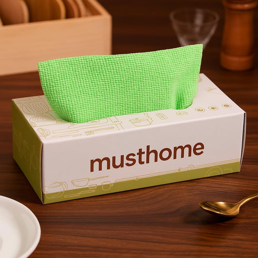 Reusable Microfiber Cleaning Towels Dispenser Box – Drying Wipes, 180GSM, |8 by 8 Inch|