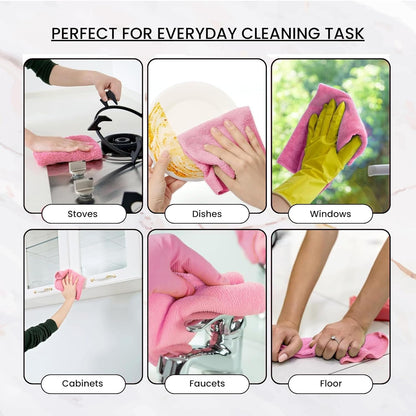 Reusable Microfiber Cleaning Towels Dispenser Box – Drying Wipes, 180GSM, |8 by 8 Inch|