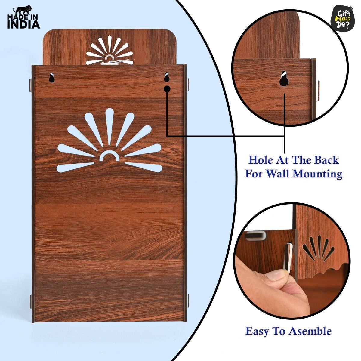 Wooden Temple For Home & Office | Premium 3D Cutwork Design | Mandir With LED Spot Light & Storage (DIY)