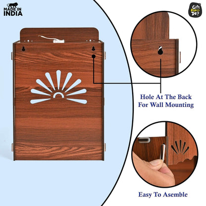Wooden Temple For Home & Office | Premium 3D Cutwork Design | Mandir With LED Spot Light & Storage (DIY)