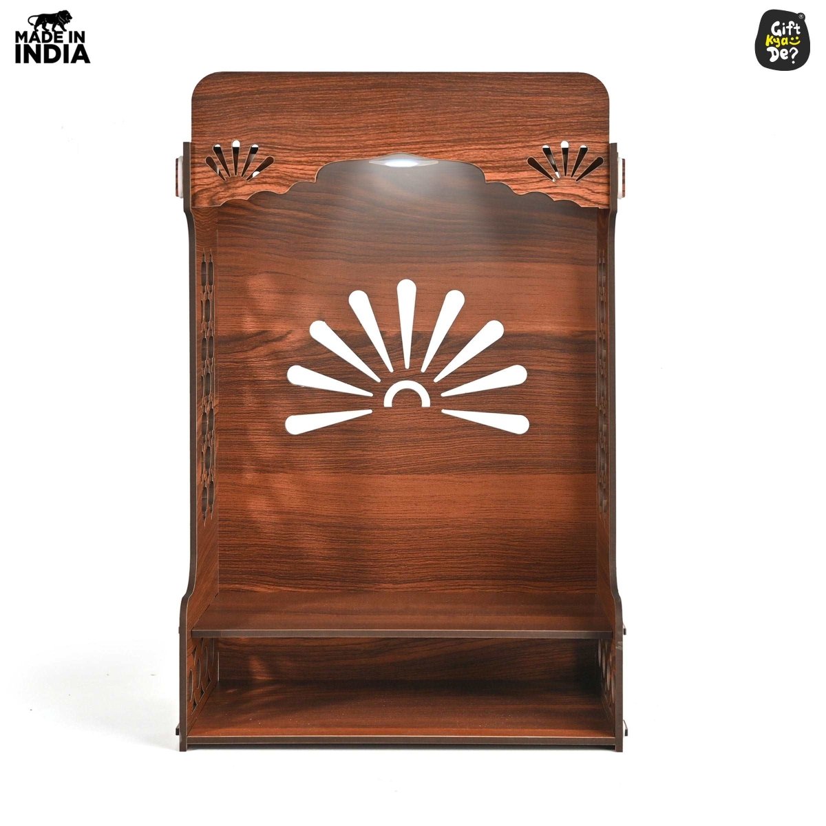 Wooden Temple For Home & Office | Premium 3D Cutwork Design | Mandir With LED Spot Light & Storage (DIY)