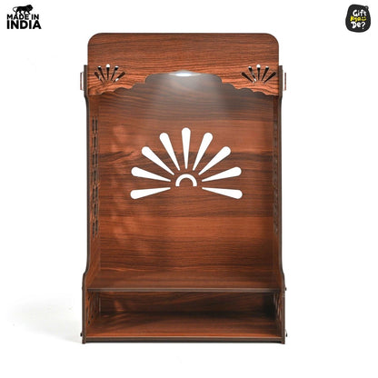 Wooden Temple For Home & Office | Premium 3D Cutwork Design | Mandir With LED Spot Light & Storage (DIY)