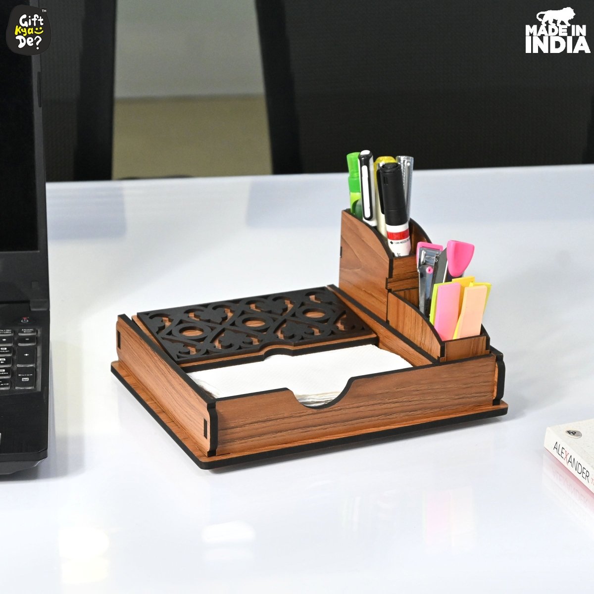 Tissue Paper Holder for Dining Table with Toothpick Holder Designer 5 Compartment Dining Table Accessories for Home Decor