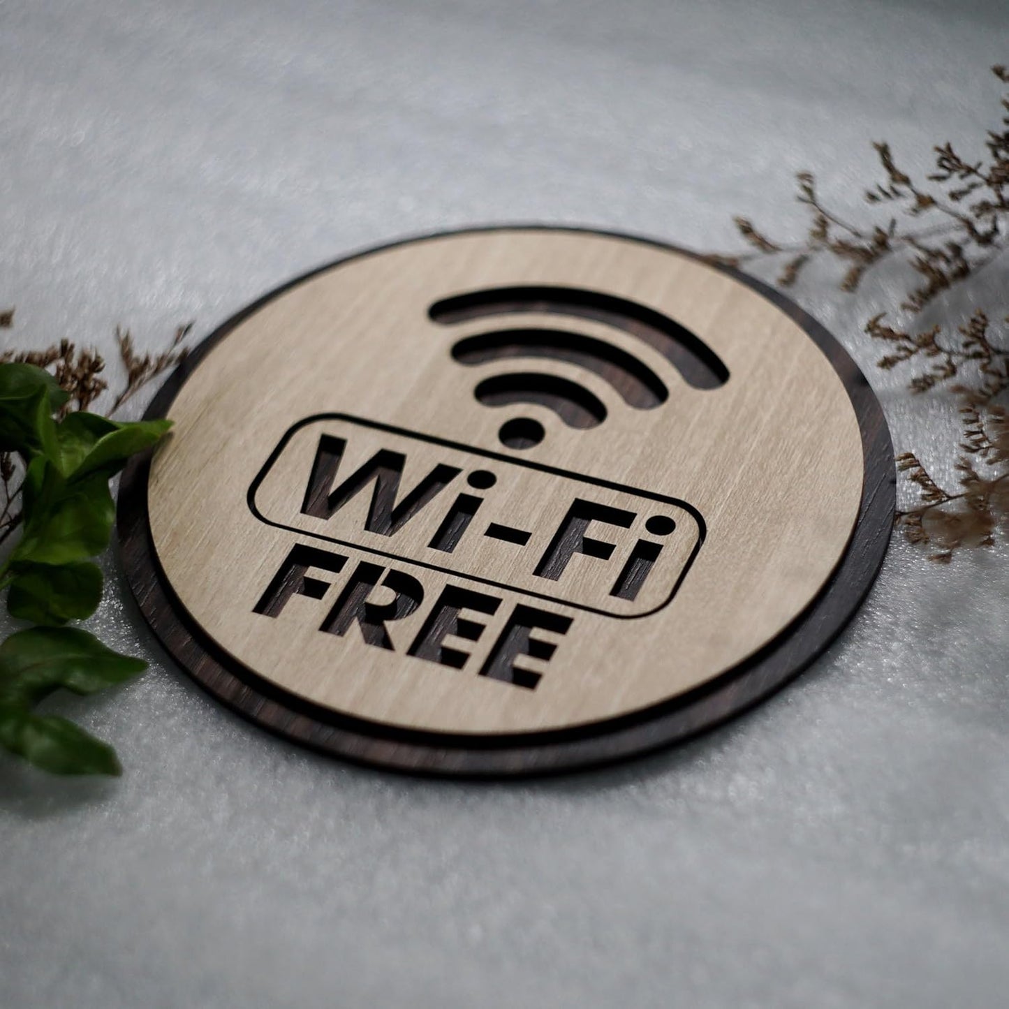 MustHome |Wooden Free Wi-Fi Sign | Wi-Fi Symbol | Free Wi-Fi Logo |15 x 15 cm