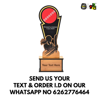 Wooden Cricket Trophy for Winners – Women’s & Men’s Cricket Cup Award | Sports Tournament Memento for Champions & Players