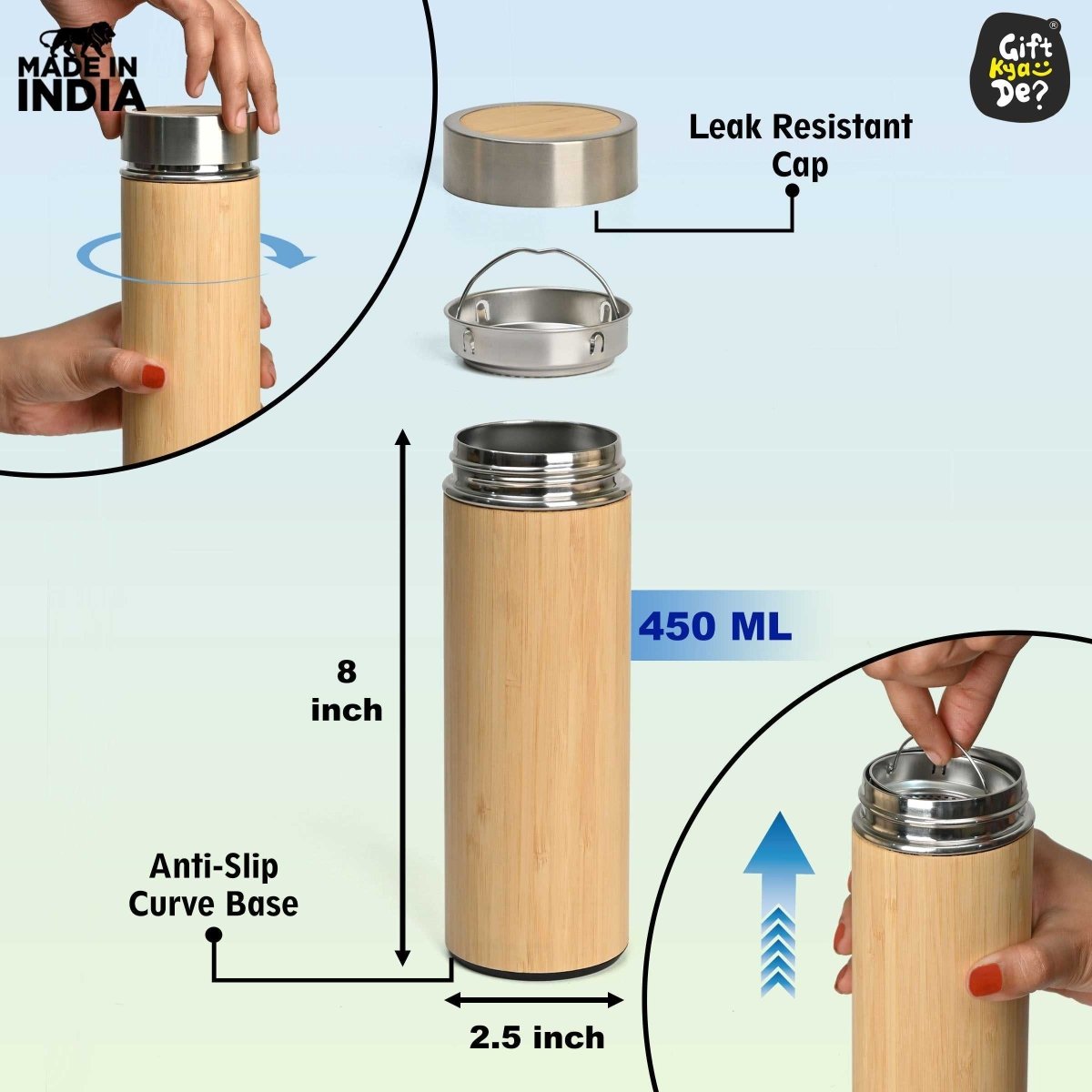 Buy Eco-Friendly Bamboo Water Bottle – Sustainable Hydration Solution & Customized