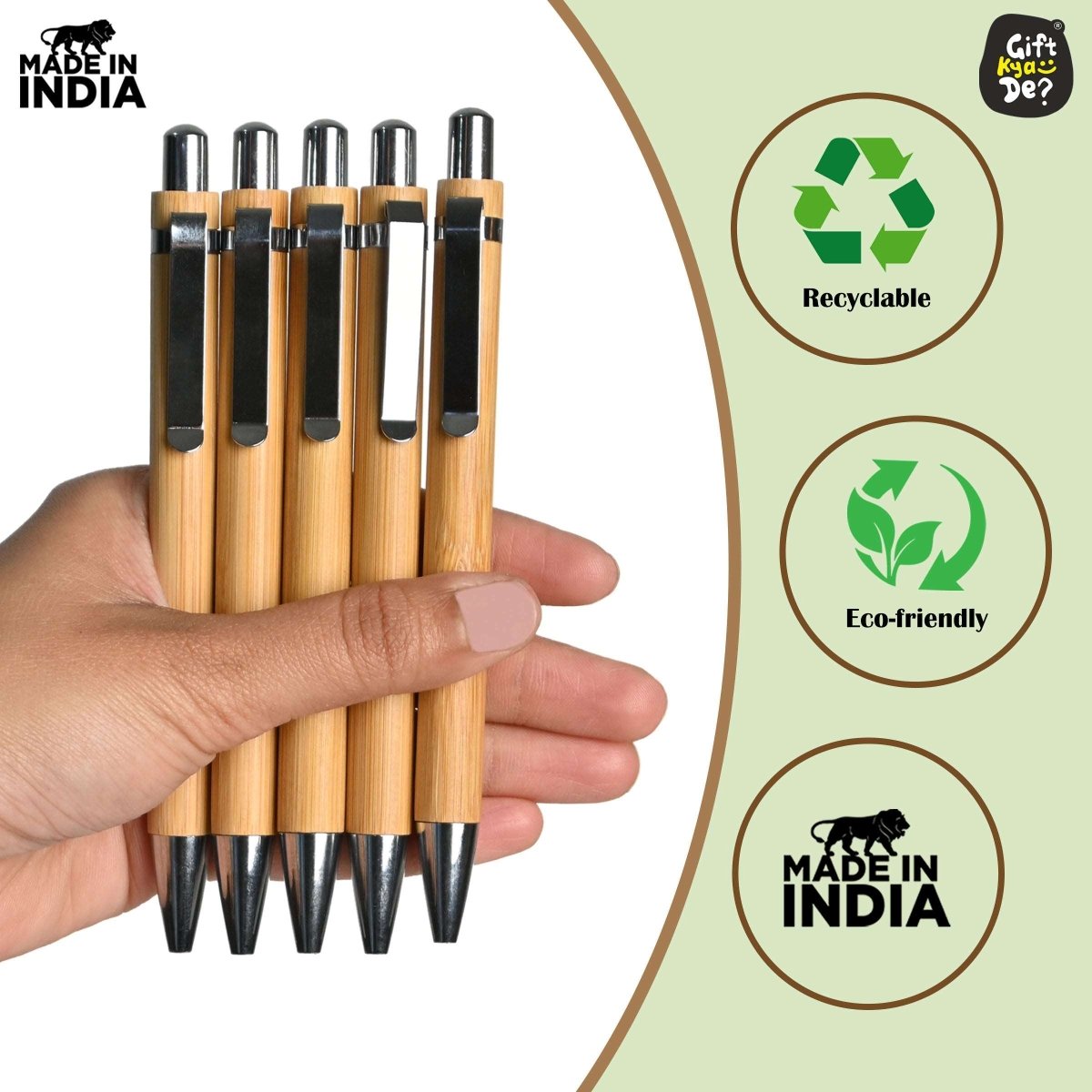 Buy Eco-Friendly Bamboo Pen (Pack Of 5) Online -