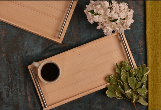 MustHome | Wooden Tray | Dining Table Decorative Items| 38 x 18 cm
