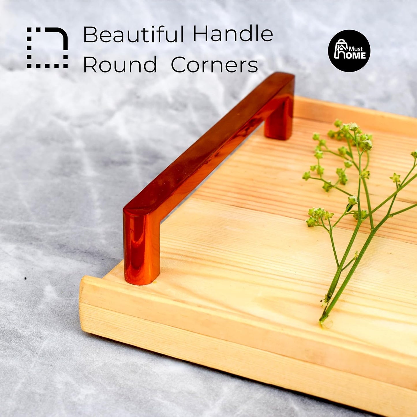 MustHome | Wooden Tray | Dining Table Decorative Items| 38 x 18 cm