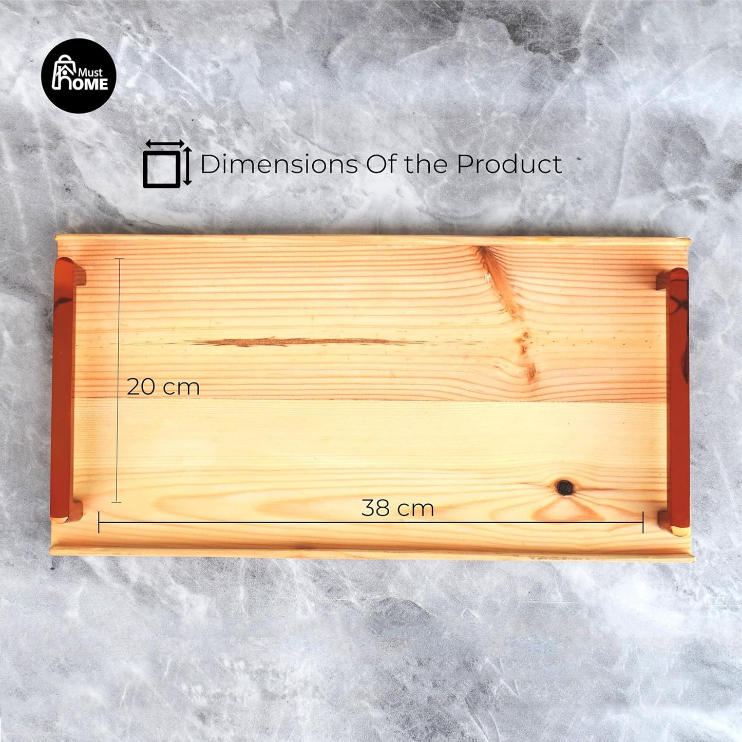 MustHome | Wooden Tray | Dining Table Decorative Items| 38 x 18 cm