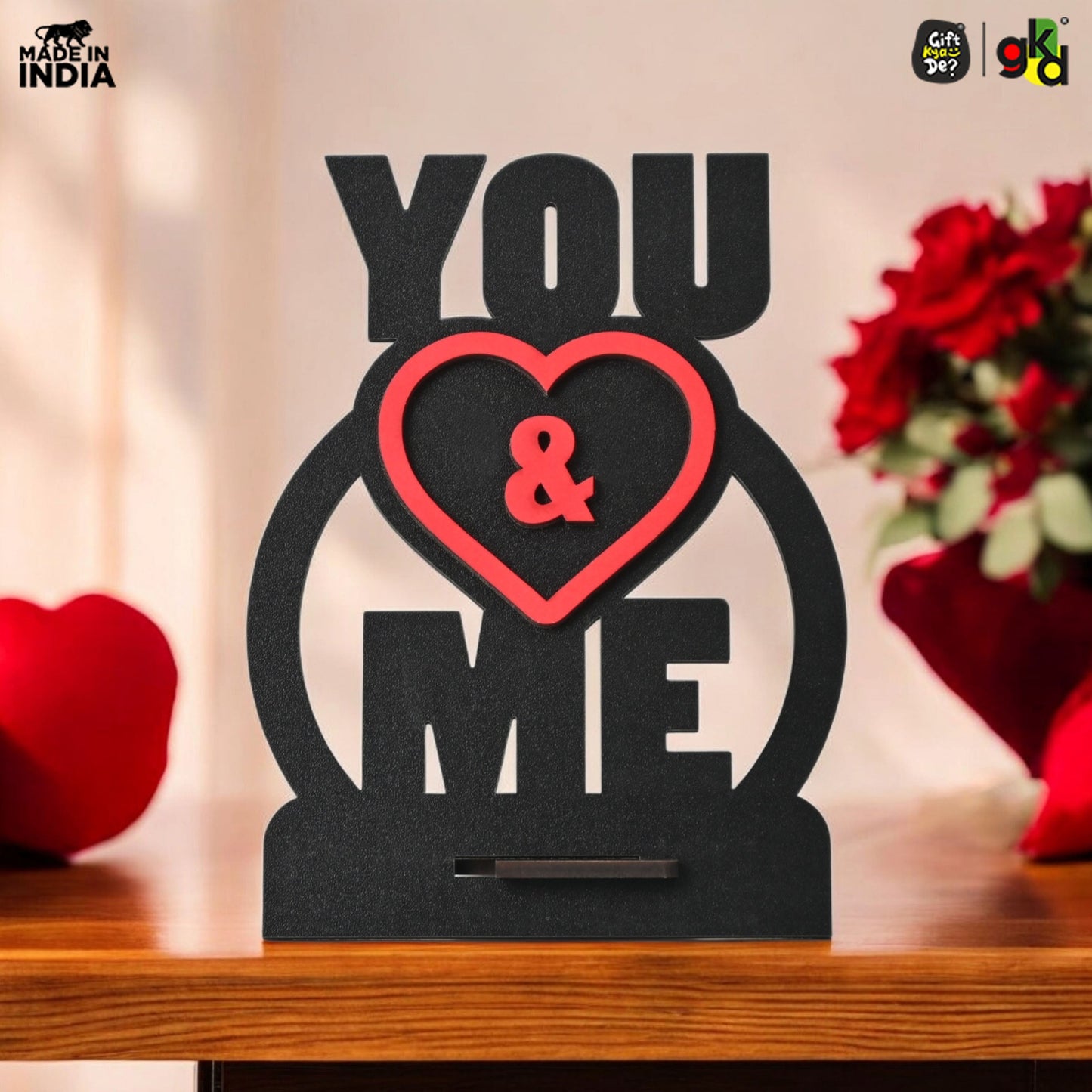 You & Me Wooden Table Top & Personalized Photo Frame  –  Romantic Valentine's Day Gift
