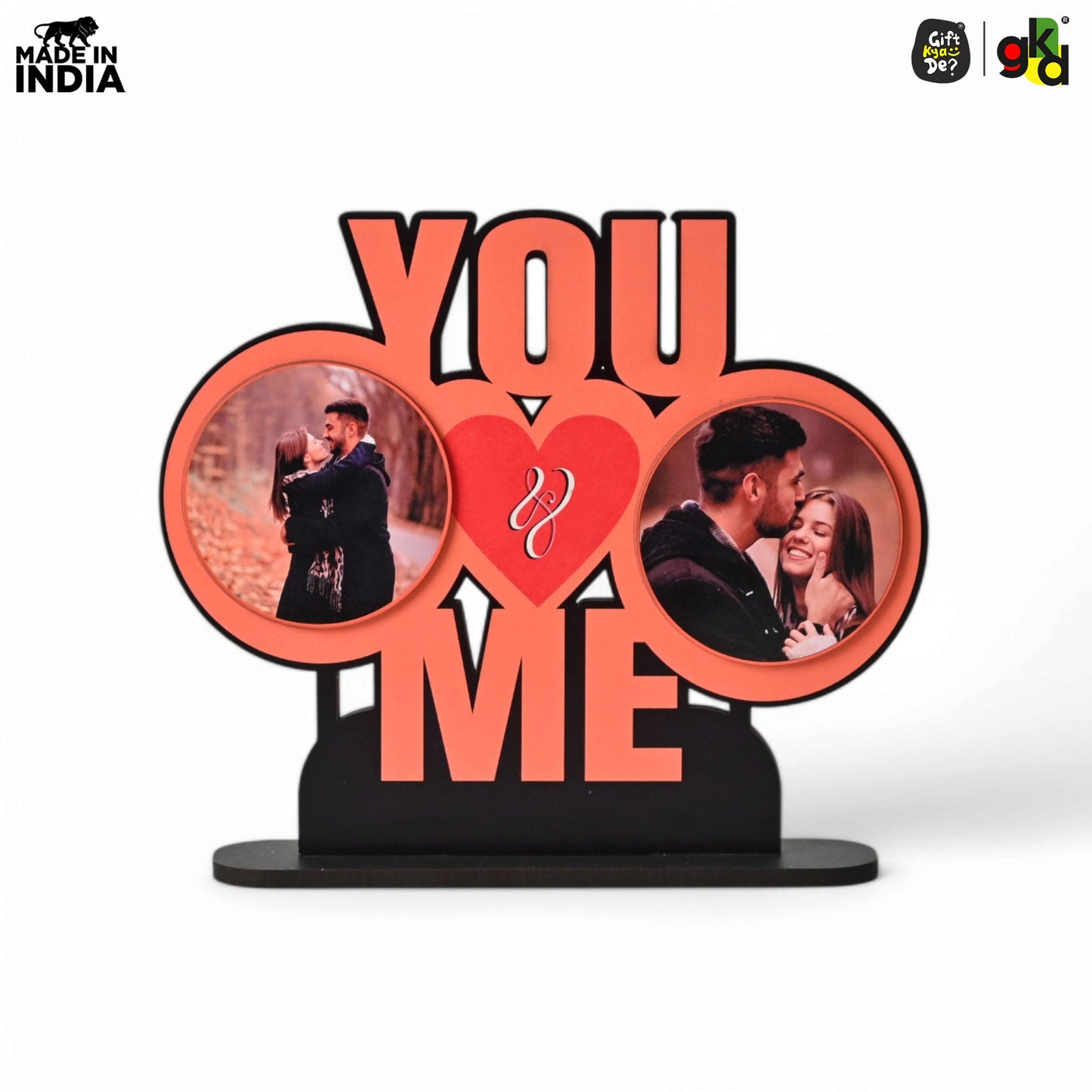 You & Me Wooden Table Top & Personalized Photo Frame  –  Romantic Valentine's Day Gift