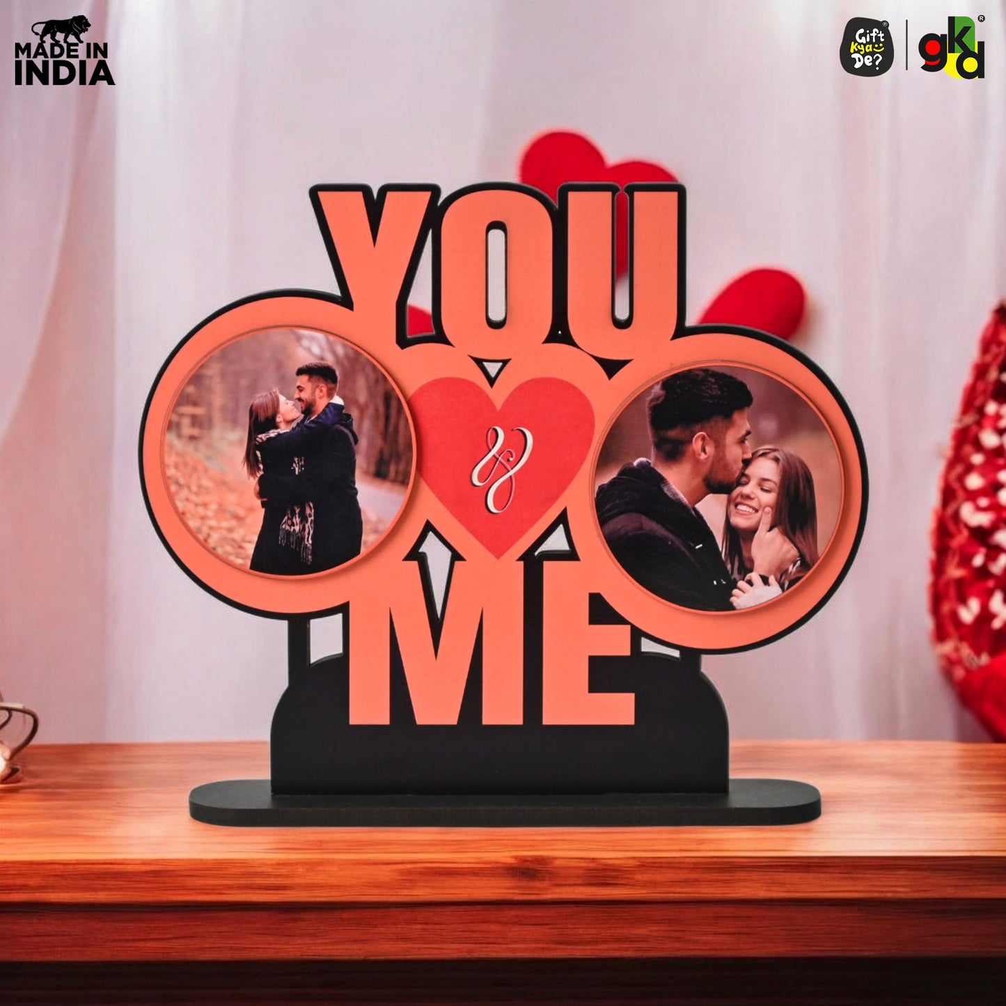 You & Me Wooden Table Top & Personalized Photo Frame  –  Romantic Valentine's Day Gift
