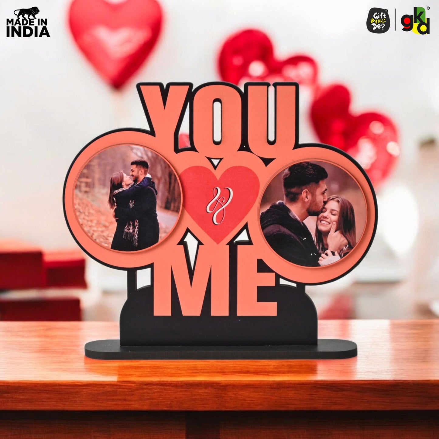 You & Me Wooden Table Top & Personalized Photo Frame  –  Romantic Valentine's Day Gift