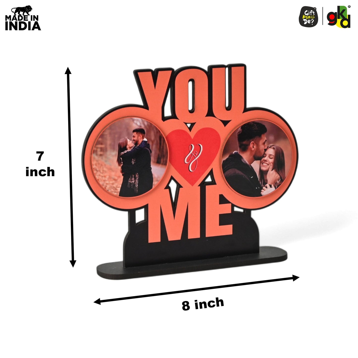 You & Me Wooden Table Top & Personalized Photo Frame  –  Romantic Valentine's Day Gift