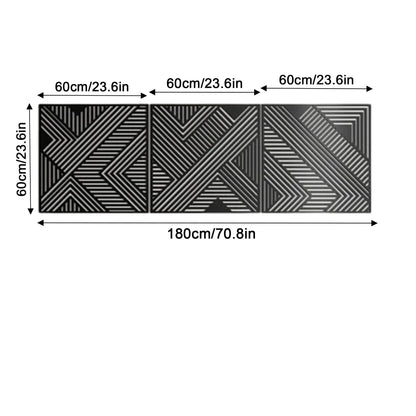 Geometric Lines Panel Set of 3 Wooden Wall Art Decor